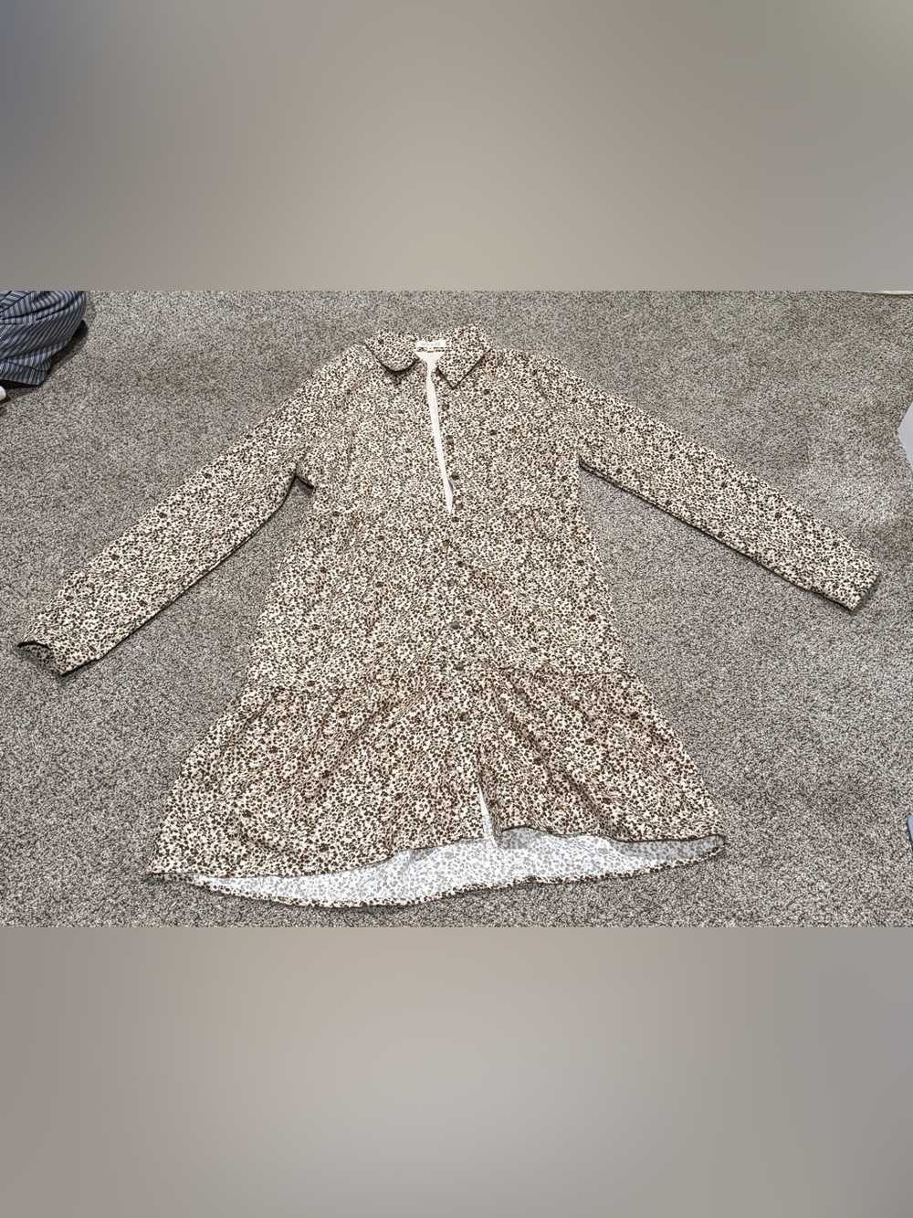 Piper & Scoot Cream and Brown Floral Long Sleeve Dress